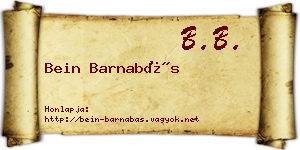 Bein Barnabás névjegykártya